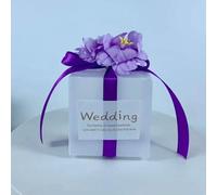 20/50pcs Wedding Transparent Candy Box For Guest Bag Artificial Flower Ribbon Souvenir Dragees Matte Baptism