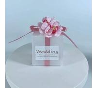 20/50pcs Wedding Transparent Candy Box For Guest Bag Artificial Flower Ribbon Souvenir Dragees Matte Baptism