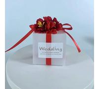 20/50pcs Wedding Transparent Candy Box For Guest Bag Artificial Flower Ribbon Souvenir Dragees Matte Baptism