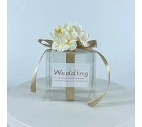 20/50pcs Wedding Transparent Candy Box For Guest Bag Artificial Flower Ribbon Souvenir Dragees Matte Baptism