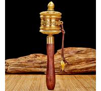 20.5cm Hand-cranked Pure Copper Prayer Wheel Tibetan Household Buddhist Supplies