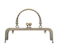 20.5cm Metal Purse Frame DIY Purse Frame Kiss Clasp Lock Bronze Tone Retro Square Embossed Portable Handle for Purse & Bag