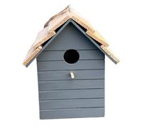 20.5cm Tall Dark Grey Wooden Decorative Bird House for Outdoors Tree Branch Fence Wall Hanging Garden Decoration