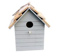 20.5cm Tall Light Grey Wooden Decorative Bird House for Outdoors Tree Branch Fence Wall Hanging Garden Decoration