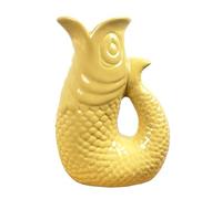 20.5cm Tall YELLOW Ceramic Decorative Fish Shaped Jug Pitcher Ornament for Living Room Vase for Flowers Nautical Decor Bathroom