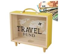 20.5x18.5x7 Cm Travel Shadow Box Adventure Archive Box Frame Travel me-mory Box For Photo Collection Wooden me-mory Box Frame With Slots Collectibles Display For Souvenirs, Banknotes, Photo