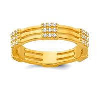 20.7mm 925 Sterling Silver Gold tone Polished Cubic Zirconia 3 row Eternity Ring Size 6-Eternity-Ring for Women