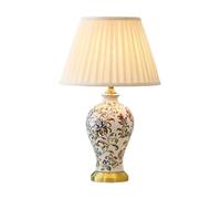 20.9" American Farmhouse Ceramic Led Table Lamp Traditional Handed Flowers Bedside Desk Nightstand Lamp for Bedroom Living Room Office College Bookcase/2