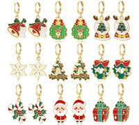 20/9 Pairs Christmas Earrings for Women Christmas Drop Dangle Earrings Set Christmas Tree Holiday Earrings Hook Earrings Party Jewelry Christmas Gifts, Metal, No Gemstone