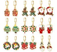20/9 Pairs Christmas Earrings for Women Christmas Drop Dangle Earrings Set Christmas Tree Holiday Earrings Hook Earrings Party Jewelry Christmas Gifts, Metal, No Gemstone