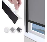 20-92 Inch Light Gap Blockers Self Adhesive, L-Shaped Blackout Side Tracks 2 PCS, PVC Blocking Strips for Sides of Blinds/Cellular Shades(Black,145cm/58)