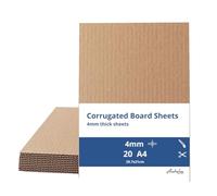 20 A4 Corrugated Cardboard Sheets - 4 mm Thick, Format 29.7x21cm - 20 Sheets A4 Large Kraft Board for Packaging, Arts&Crafts, Mailing