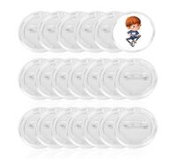 20 Acrylic Badges, Clear Button Pins, Blank Badges, Transparent Brooches, Round Pin Badges, Blank Round Set, Personalized Badges for DIY Crafts (37mm)