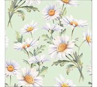 20 Ambiente Paper Napkins - Beautiful Daisies Green - Table Decoration with Motif Also for Party or Decoupage 33x33 cm