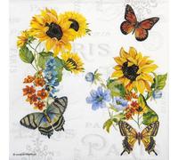 20 Ambiente Paper Napkins - Charming Sunflowers - Table Decoration with Motif Also for Party or Decoupage 33x33 cm
