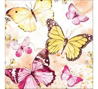 20 Ambiente Paper Napkins - Fluttering Butterflies Pink - Table Decoration with Motif Also for Party or Decoupage 33x33 cm