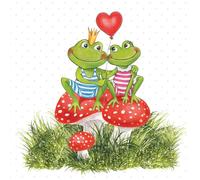 20 Ambiente Paper Napkins "Frogs in Love" Vintage Table Decoration with Motif Also for Party or Decoupage 33 x 33 cm