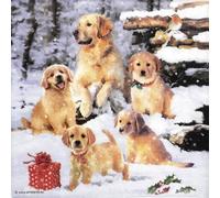 20 Ambiente Paper Napkins Golden Retriever Puppies Vintage Table Decoration with Motif Also for Christmas Party or Decoupage 33 x 33 cm