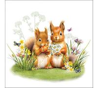 20 Ambiente Paper Napkins - Little Squirrels - Table Decoration with Motif Also for Party or Decoupage 33x33 cm
