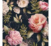 20 Ambiente Paper Napkins "Peonies Composition Black" Vintage Table Decoration with Motif Also for Party or Decoupage 33 x 33 cm