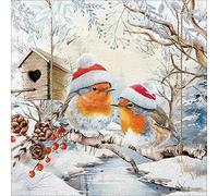 20 Ambiente Paper Napkins Robins in Winterland Vintage Table Decoration with Motif Also for Party or Decoupage 33 x 33 cm