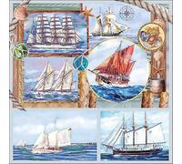 20 Ambiente Paper Napkins "Sail Away" Vintage Table Decoration with Motif Also for Party or Decoupage 25 x 25 cm
