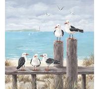 20 Ambiente Paper Napkins "Seagulls on The Dock" Vintage Table Decoration with Motif Also for Party or Decoupage 33 x 33 cm