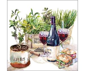 20 Ambiente Paper Napkins Wine & Herbs Vintage Table Decoration with Motif Also for Party or Decoupage 33 x 33 cm