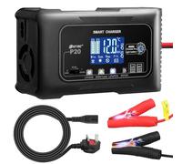 20-Amp LiFePO4 Battery Charger, 12V/24V Smart Car Battery Charger, Trickle Charger and Battery Desulfator, Portable Battery Maintainer, Lithium Batteries, for Car Boat Lawn Mower Motorcycle Truck