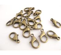 20 Antique Bronze coloured 14mm Lobster Clasp. F022