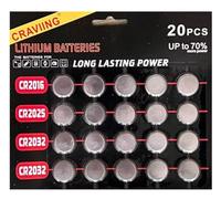20 Assorted Lithium Coin Cell Batteries, with 3V Power, CR2032, CR2025, CR2016, Compatible with Apple AirTag, Key Fobs, Scales, Watches, Sensors