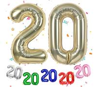 20 Balloon Number, 40 Inch Champagne Gold 20 Number Foil Balloons, Light Gold Helium Number 20 Balloons for 20th Birthday Decorations Anniversary Events Boys Girls Party Decorations