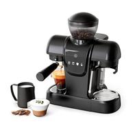 20 Bar Semi-Automatic Espresso Machine with Built-in Grinder & Steam Wand, Pre-Infusion, NTC Temperature Control, 58mm Single/Double Portafilter, Removable Water Tank & Drip Tray-Black Coffee Machine