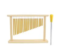 20 Bars Single Row Musical Percussion Chimes, Professional Wind Bell Instrument with Wood Stand and Stick, 20 Copper Bars Hanging to the Wood Base, Ideal for Children Learning Musi