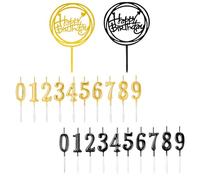 20 Birthday Candles, 2 Cake Inserts, 0-9 Number Candles, Cake Decorations, First-Year Cake Candles, Birthday and Anniversary Cake Decorations