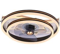 20" Black Ceiling Fan Remote Controls Dimming LED Ceiling Fan with Light 6 Speed Quiet Ceiling Fan Round Low Profile Fans Ceiling Light for Bedroom Small Room Living Room Kitchen