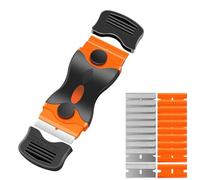 20 Blades for Glass, Hobs & Stickers, Oven Cleaning Tool Non Scratch with 10 Metal +10 Plastic Blades, Double Glass Scraper for Stickers, Decals, Windows