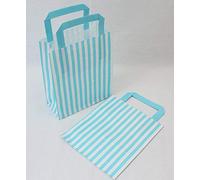 20 Blue Candy Stripe Paper Party Gift Bags 18cm x 21cm plus Handle