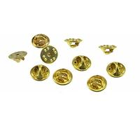 20 Brass Coloured Metal Replacement Pin badge Backs With Butterfly Clasp Fitting