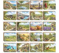 20 British Scenic Watercolour Landscapes Greeting Cards, Thank You Notecard Multipack, Charming English Painted Designs, Eco Friendly with Envelopes and Blank Inside