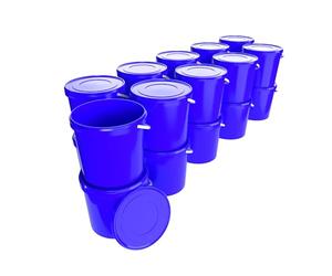 20 Buckets with Lid, 10 L, Blue, Round, Plastic Bucket, Food-Safe, Airtight and Stable, Empty Bucket with Handle and Lid for Food, Chemistry, Washing Powder, Adhesives