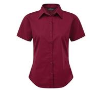 Premier Women's Short Sleeve Poplin Blouse Plain Work Shirt in Burgundy | Size: 20 Premier Burgundy 20
