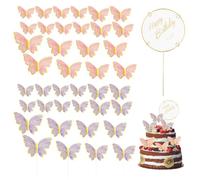 20 Butterfly Birthday Card Inserts, Birthday Party Decorations, Birthday Cake Flag Inserts, Animal Pattern Decoration Accessories, Creative And Interesting Card Inserts.