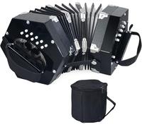 20 Buttons Accordion For Adults/Kids, Professional Accordion for Beginners, Adjustable Hand Strap, Musical Instrument Accessories With Carrying Bag, Harmonica, Gloves, Wipe Cloth(Black)