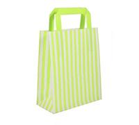 20 Candy Stripe Flat Handle Bags - Birthday Party Paper Gift Bag - Select Your Colour 22x18x8CM (Green)