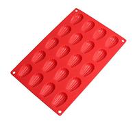 20 Cavity Madeleine Cake Pan, Silicone Non-Stick Bakeware Mould Tray for Desserts, Red