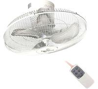 20" Ceiling Fan 360°Oscillating Wall-Mounted Fan 3 Large Metal Fan Blades for Home Commercial Industry,90W, White(Remote Control)
