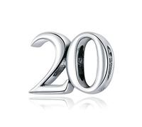 20 Charm 925 Sterling Silver Lucky Number Charm Birthday Charm Love Charm Anniversary Charm for Pandora Charm Bracelet (20)