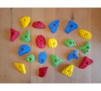 20 Childrens climbing holds/stones with fixings. Commercial grade holds made in the UK by climbers (01. Mixed)