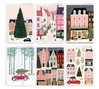 20 Christmas Cards Assortment, Gouache Painted Festive Holiday Bulk Xmas Cards with Envelopes - 7 Designs, For Friends, Family, Kids, Boys & Girls, 4x6